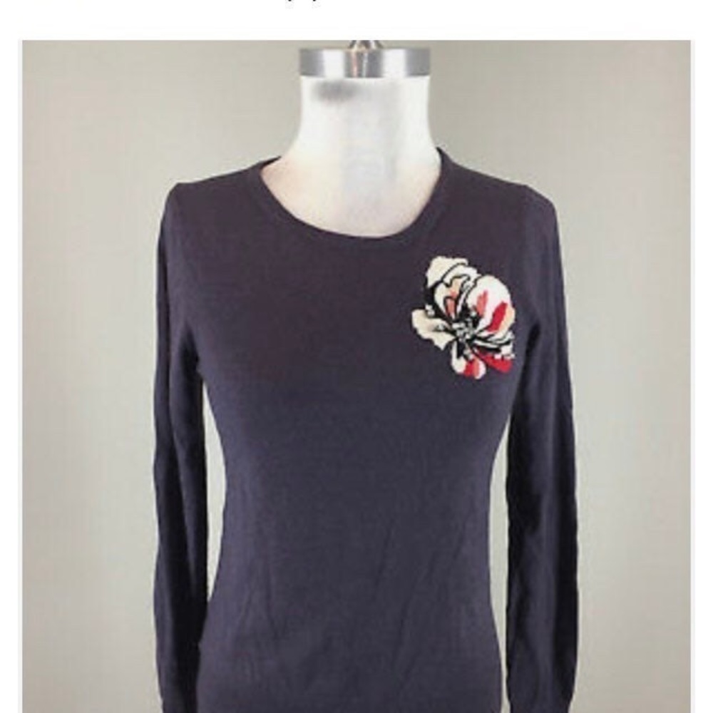 NWOT PURPLE ANN TAYLOR PETITE WOOL CREW NECK SWEATER 29% wool  SP  petite